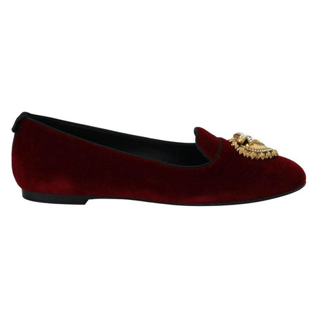 Dolce & Gabbana Burgundy Cotton Flat Shoe - Hilstor