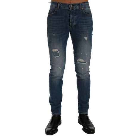 Frankie Morello Blue Cotton Jeans & Pant - Hilstor