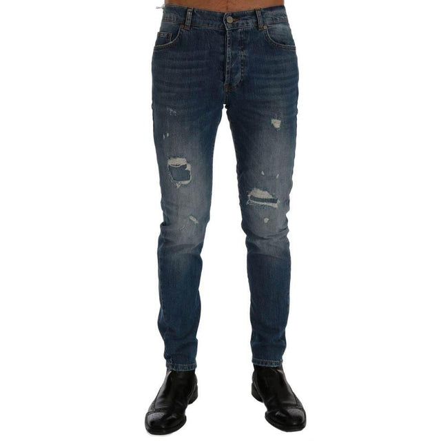 Frankie Morello Blue Cotton Jeans & Pant - Hilstor
