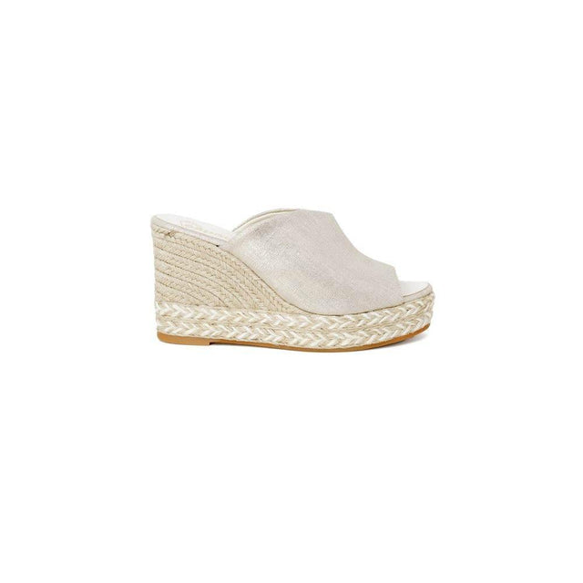 Espadrilles Gold Leather Platforms & Wedge - Hilstor