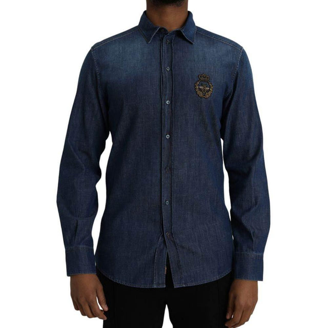 Dolce & Gabbana Blue Cotton Shirt - Hilstor