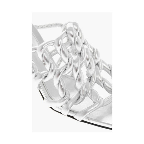 Bottega Veneta Silver Leather Women Sandal - Hilstor