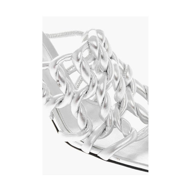 Bottega Veneta Silver Leather Women Sandal - Hilstor