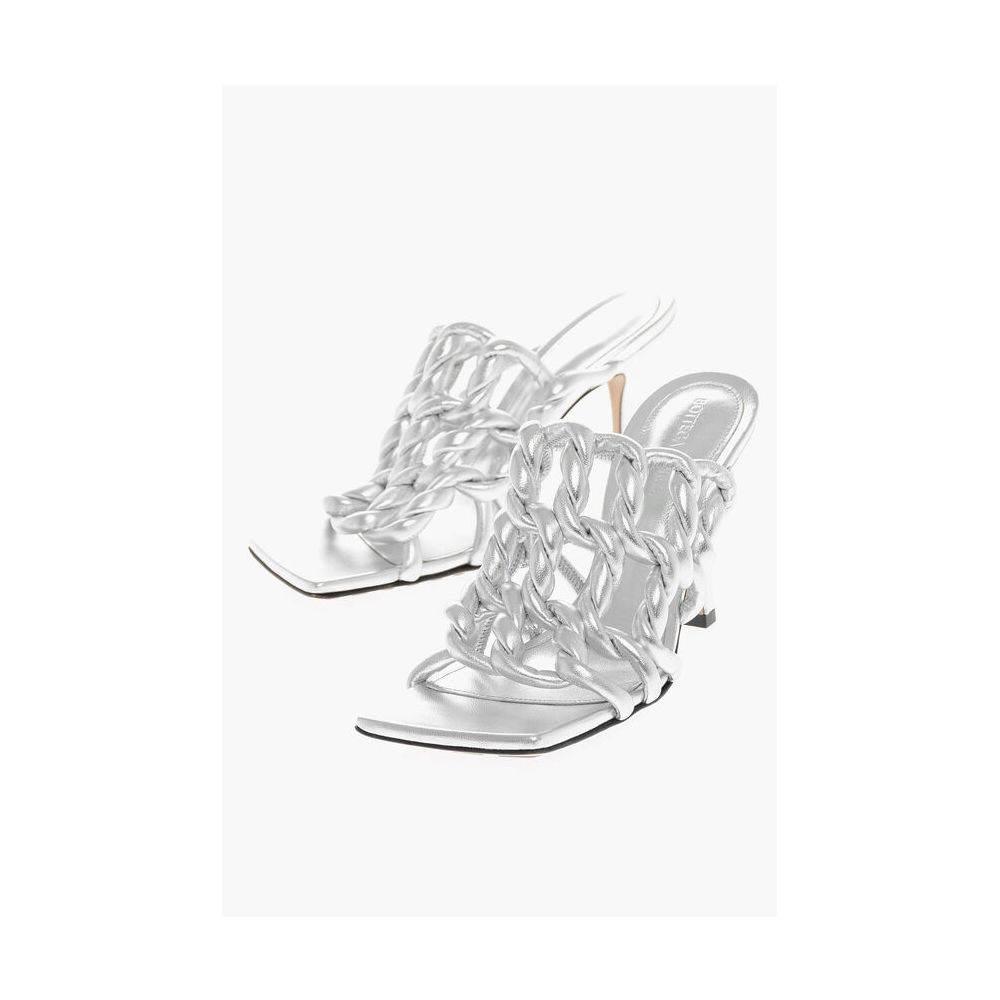 Bottega Veneta Silver Leather Women Sandal - Hilstor