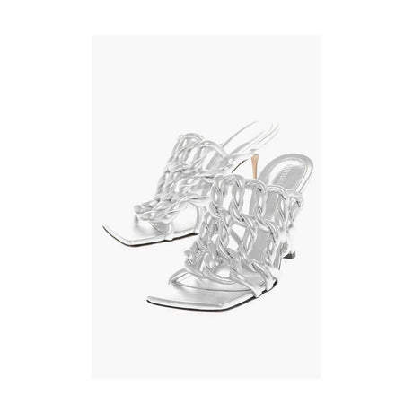 Bottega Veneta Silver Leather Women Sandal - Hilstor