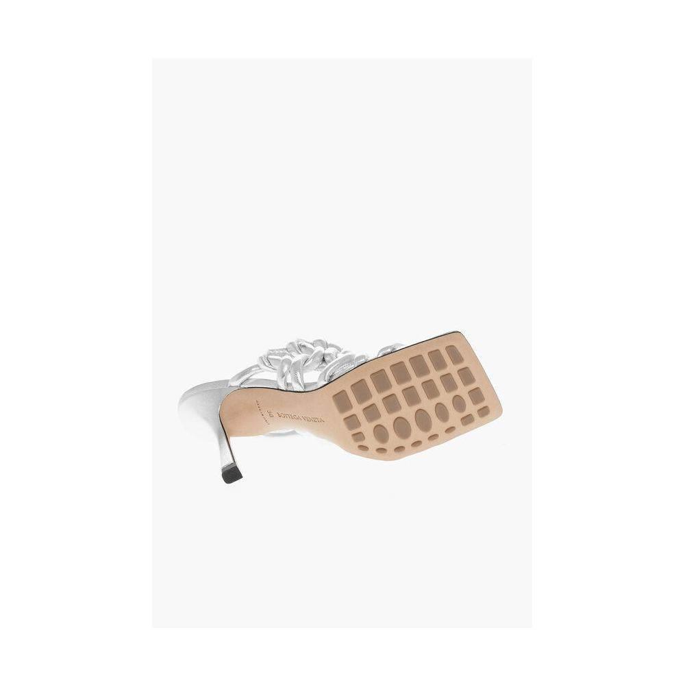 Bottega Veneta Silver Leather Women Sandal - Hilstor