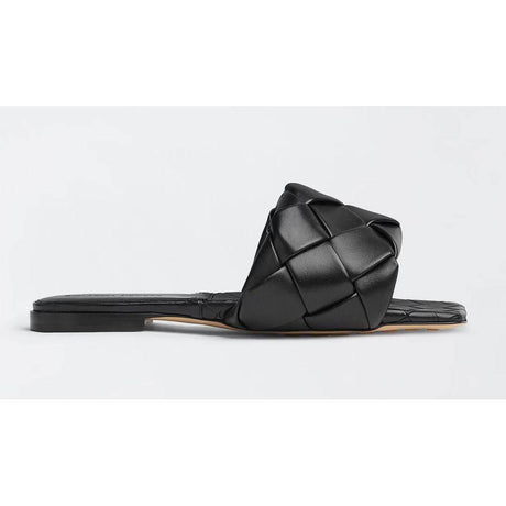Bottega Veneta Black Leather Sandal - Hilstor