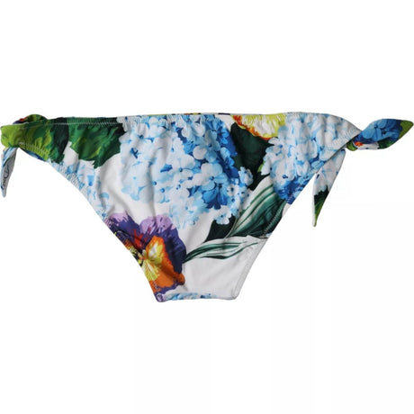 Dolce & Gabbana White Floral Print Swimsuit Bikini Bottom Swimwear - Hilstor