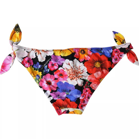 Dolce & Gabbana Black Floral Print Swimsuit Bikini Bottom Swimwear - Hilstor