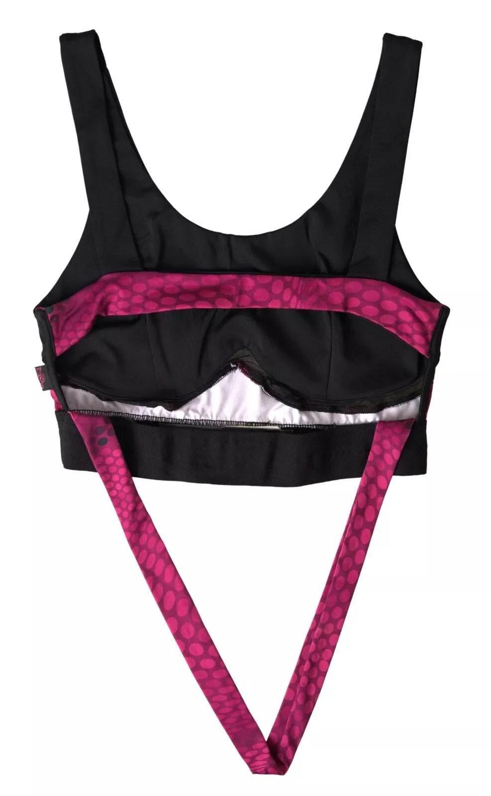 Plein Sport Sleek Black Sports Bra with Fuchsia Accent - Hilstor