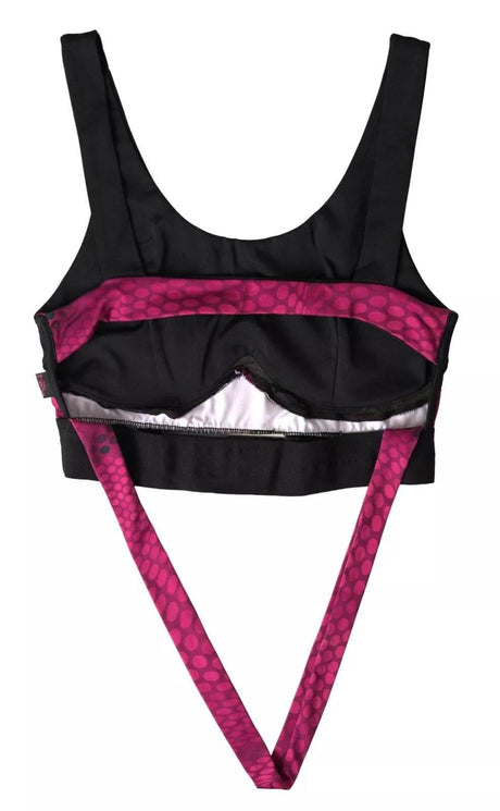 Plein Sport Sleek Black Sports Bra with Fuchsia Accent - Hilstor