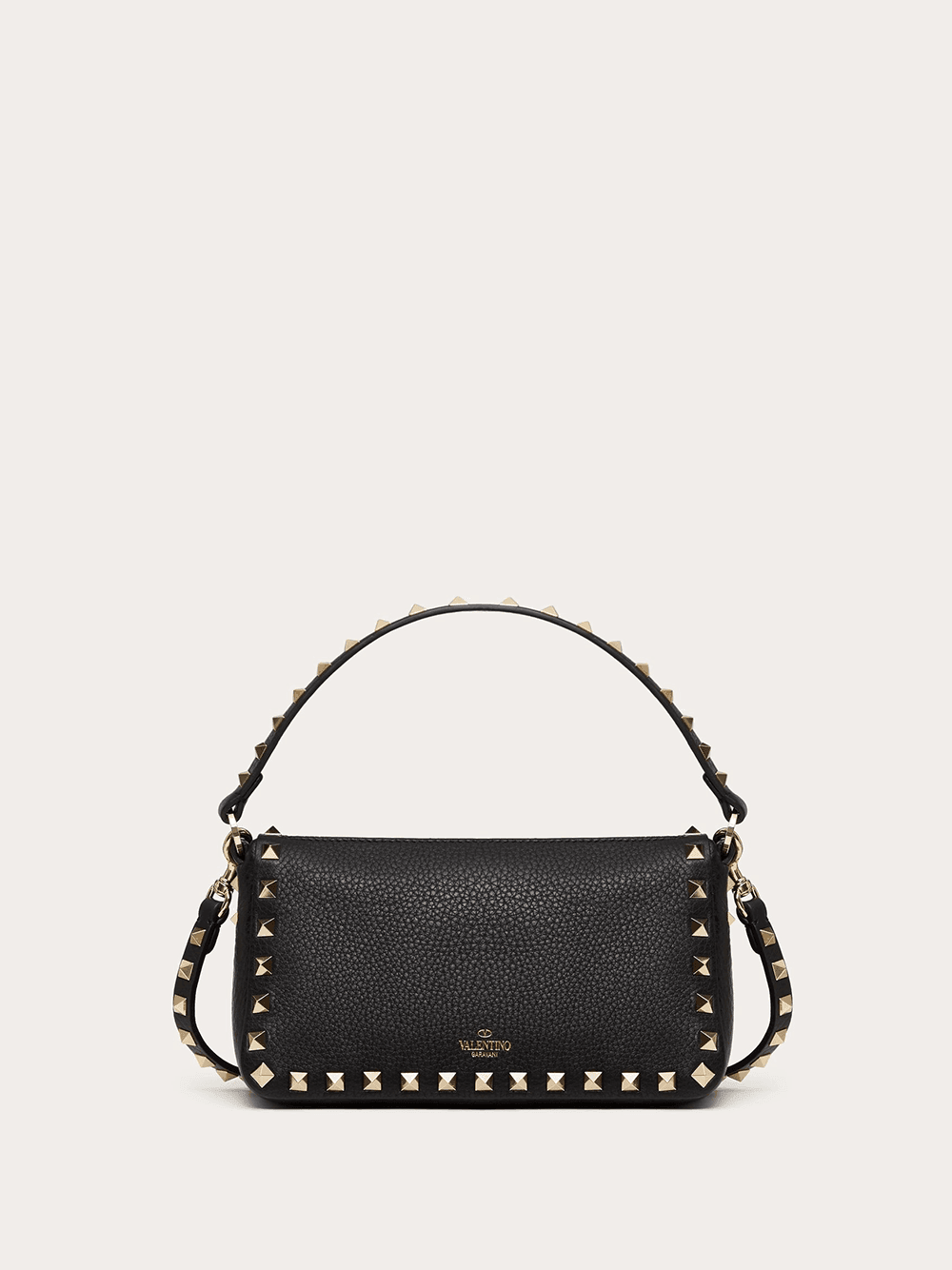 Valentino Garavani Black Garnet Calfskin Small Rockstud Shoulder Bag - Hilstor
