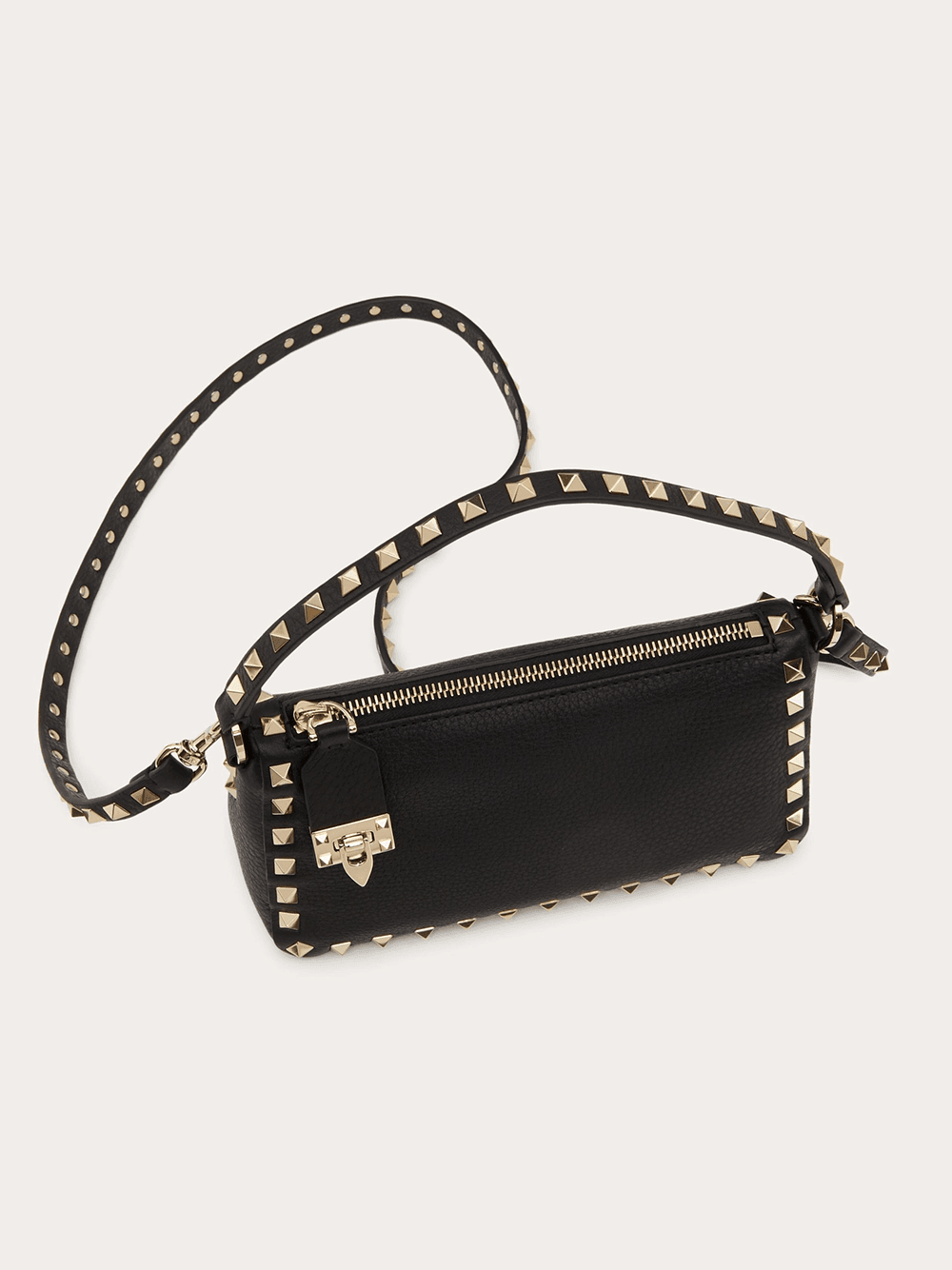 Valentino Garavani Black Garnet Calfskin Small Rockstud Shoulder Bag - Hilstor