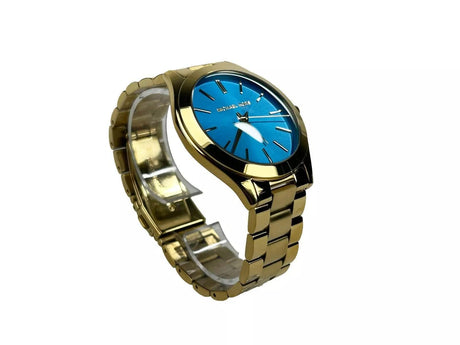 Michael Kors Slim Runway Stainless Steel Watch MK3265 Blue Gold - Hilstor