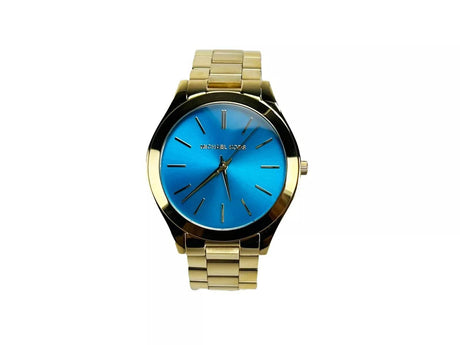 Michael Kors Slim Runway Stainless Steel Watch MK3265 Blue Gold - Hilstor