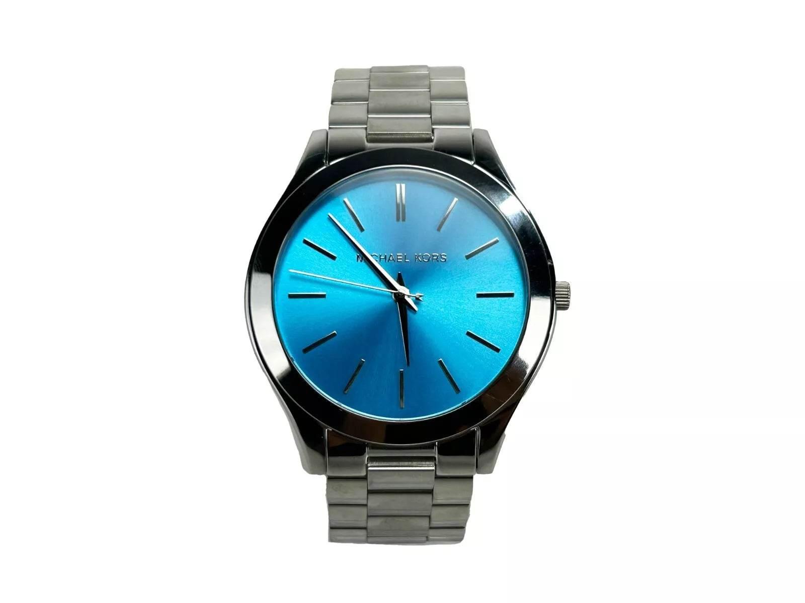 Michael Kors Slim Runway Stainless Steel Watch Blue Silver MK3292 - Hilstor