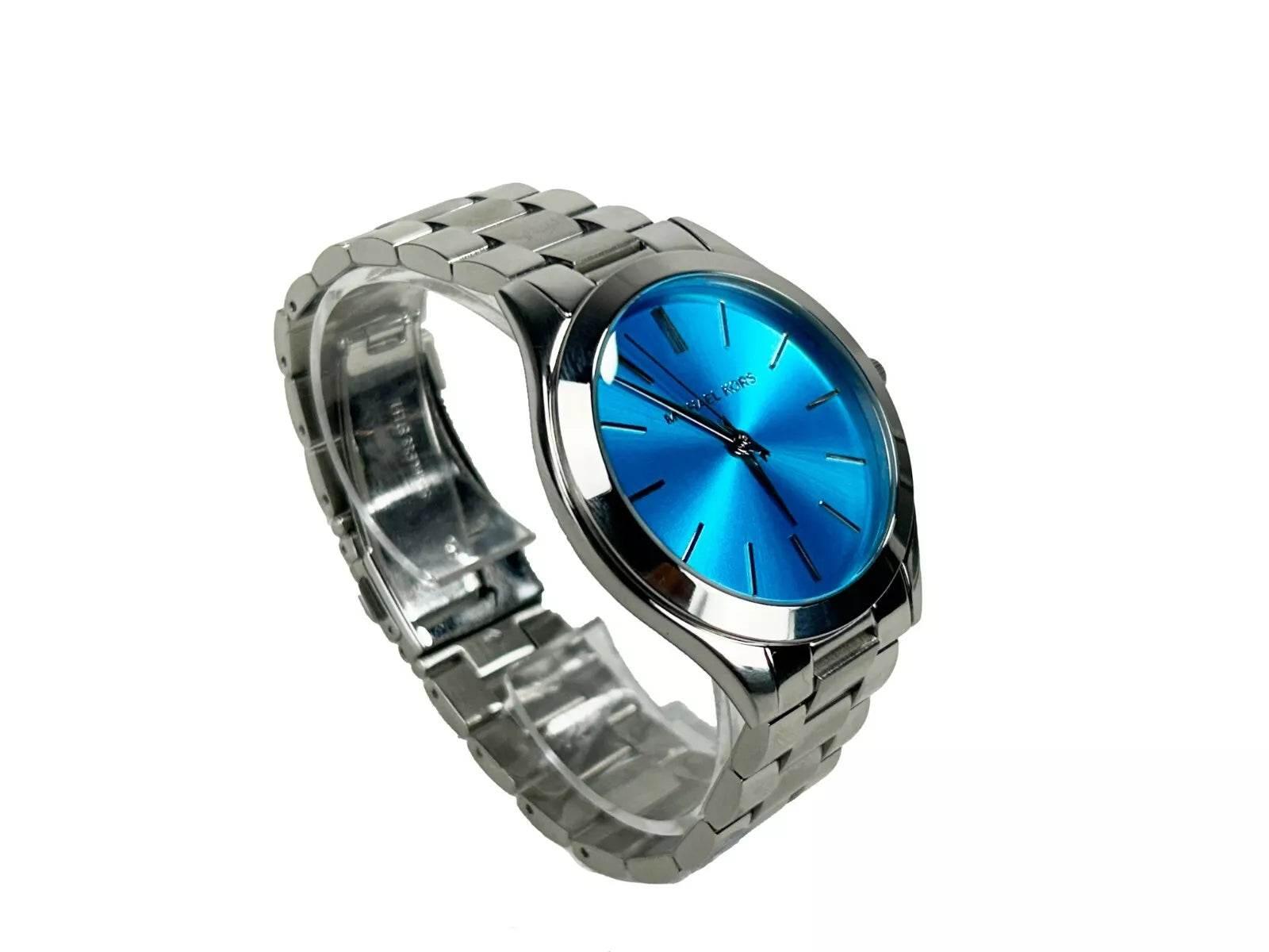 Michael Kors Slim Runway Stainless Steel Watch Blue Silver MK3292 - Hilstor