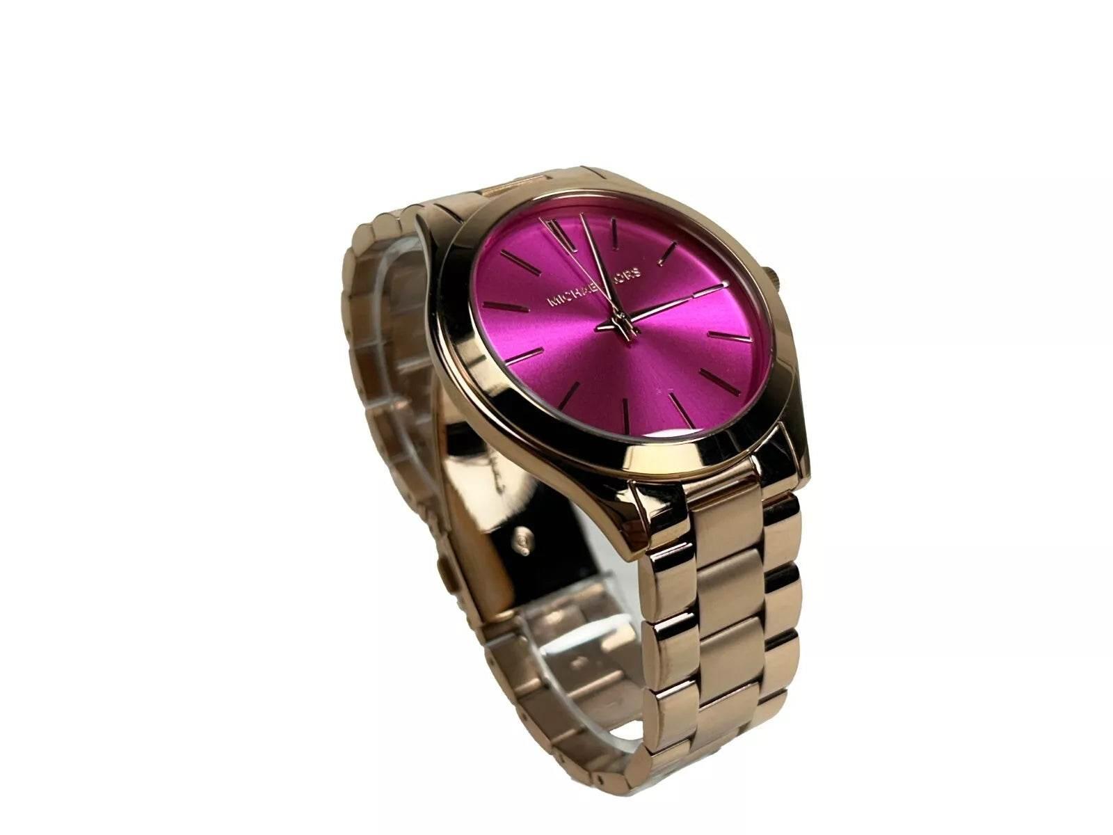 Michael Kors Slim Runway Stainless Steel Watch MK3291 Pink Silver - Hilstor