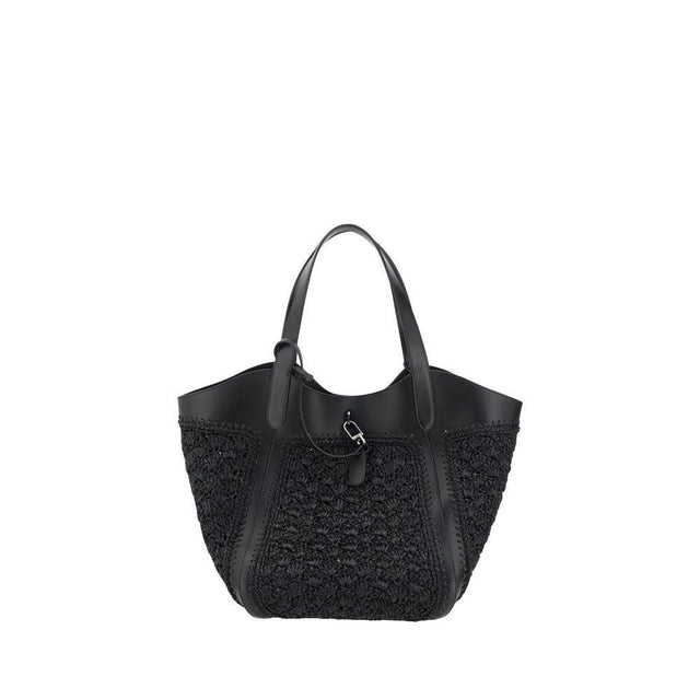 Giorgio Armani Leather and Raffia Shoulder Bag - Hilstor