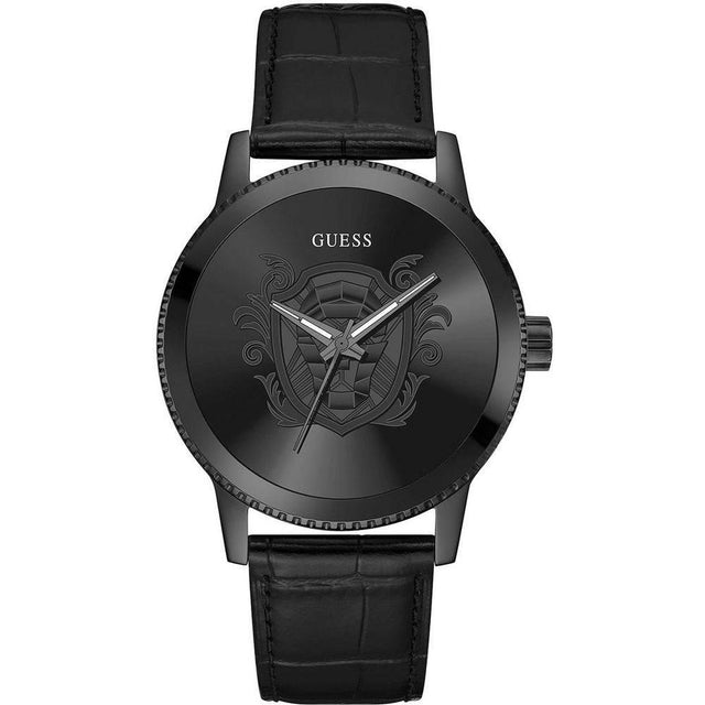 Guess Black Leather Watch - Hilstor