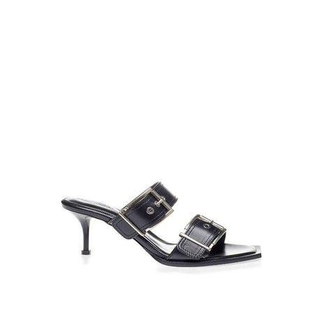 Alexander McQueen Elevate Your Steps in Timeless Black Leather Sandals - Hilstor