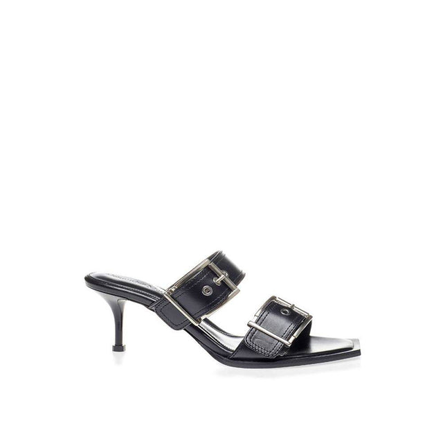 Alexander McQueen Elevate Your Steps in Timeless Black Leather Sandals - Hilstor