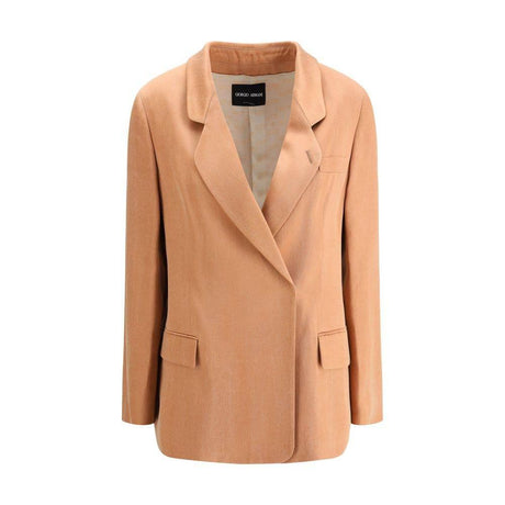 Giorgio Armani Double-breasted satin Blazer - Hilstor