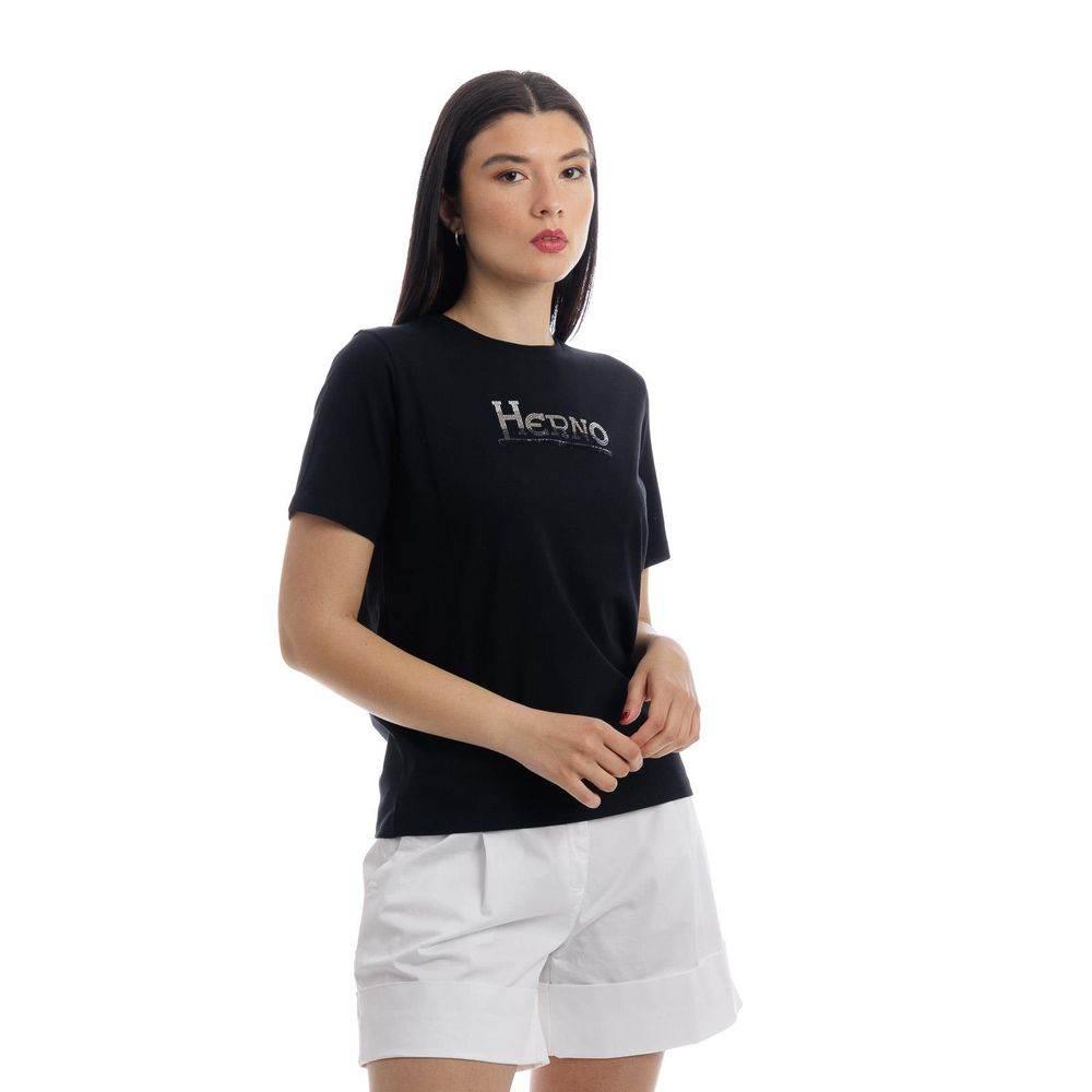 Herno Black Cotton Tops & T-Shirt - Hilstor
