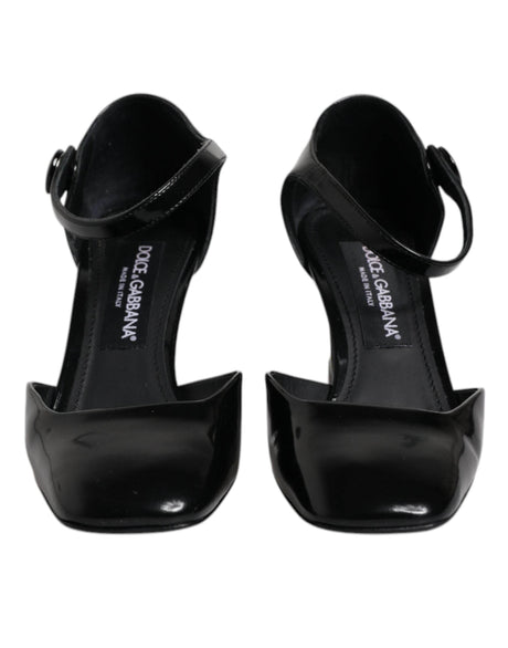 Dolce & Gabbana Black Leather Jackie Ankle Strap Sandals Shoes - Hilstor