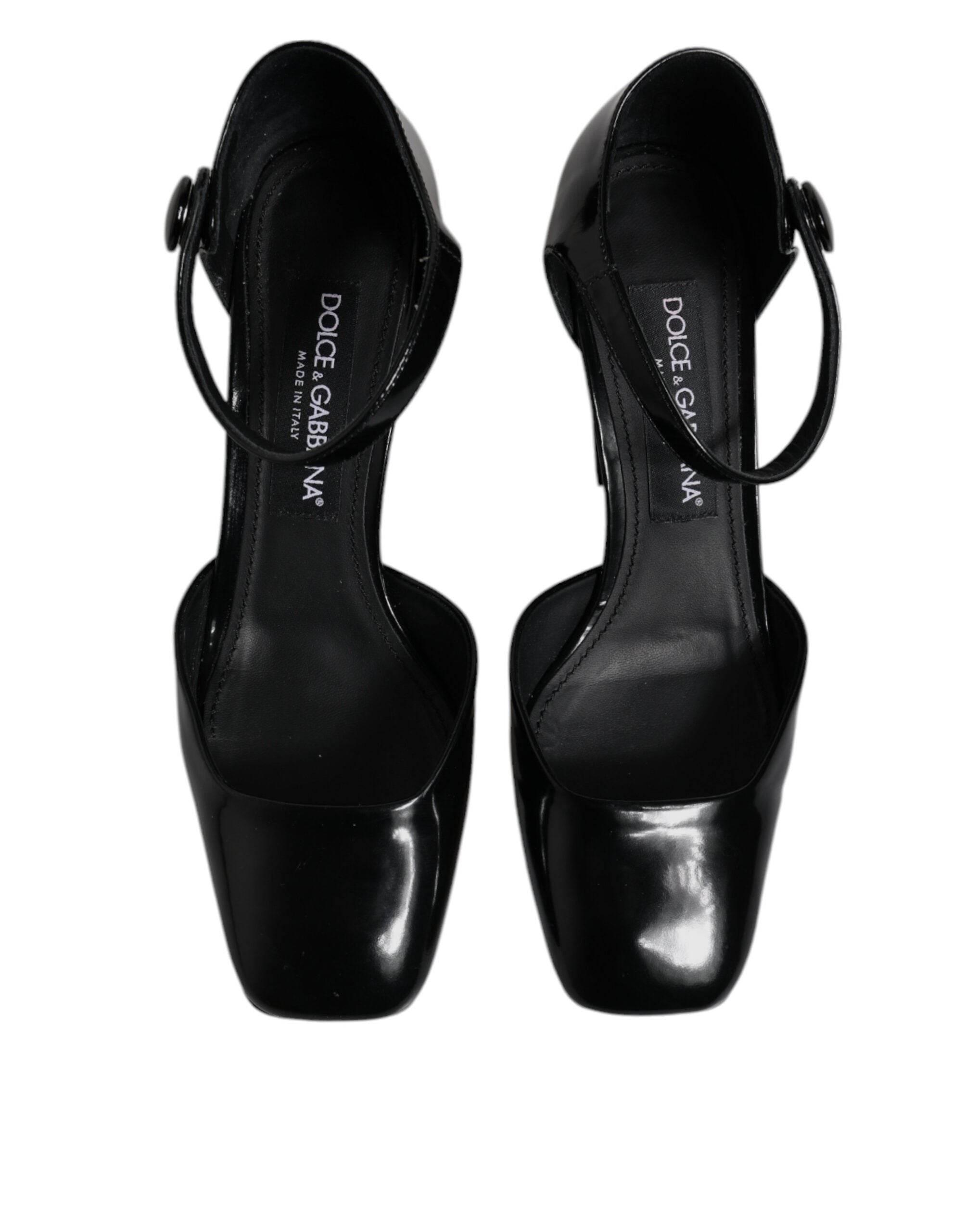 Dolce & Gabbana Black Leather Jackie Ankle Strap Sandals Shoes - Hilstor