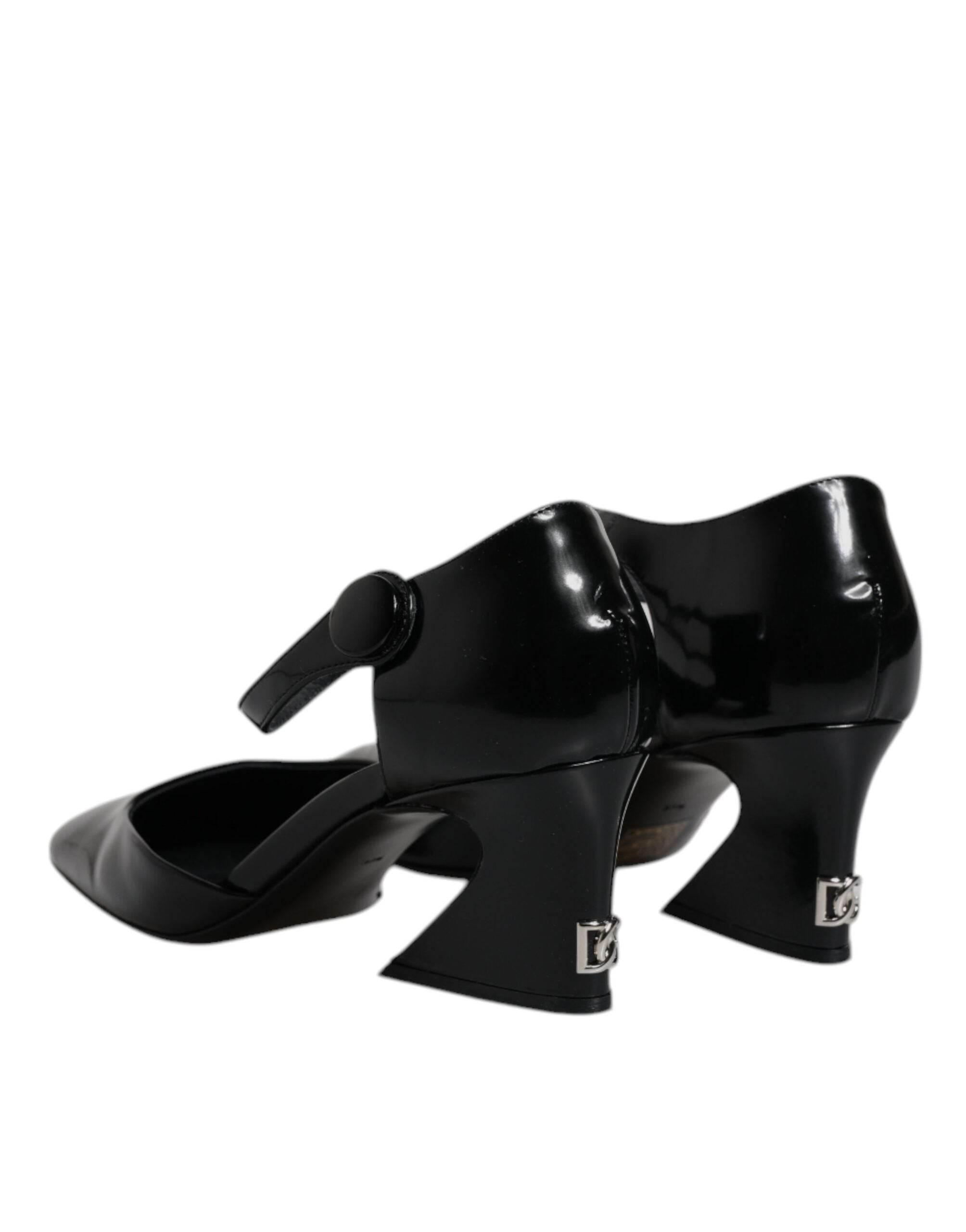 Dolce & Gabbana Black Leather Jackie Ankle Strap Sandals Shoes - Hilstor