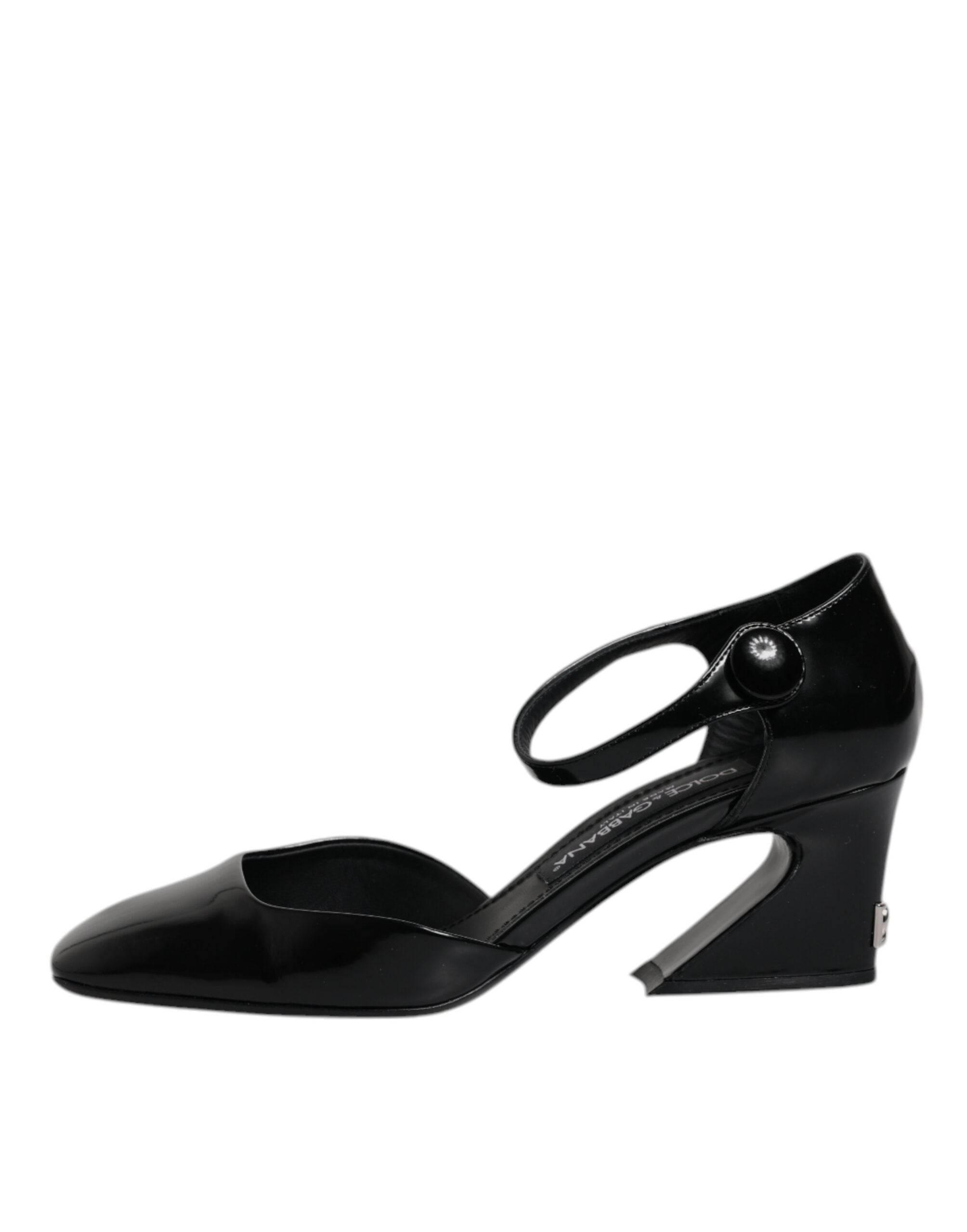 Dolce & Gabbana Black Leather Jackie Ankle Strap Sandals Shoes - Hilstor