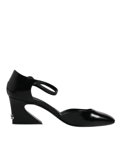 Dolce & Gabbana Black Leather Jackie Ankle Strap Sandals Shoes - Hilstor