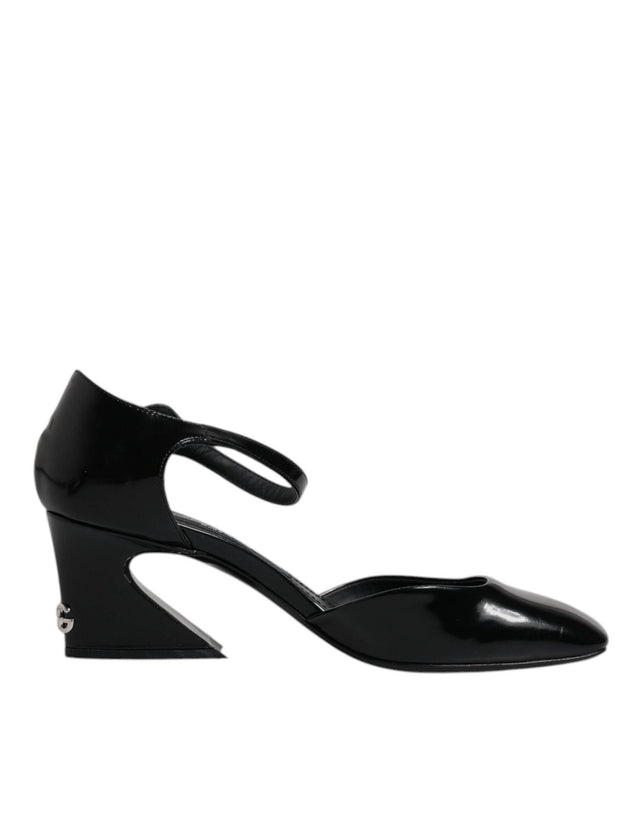 Dolce & Gabbana Black Leather Jackie Ankle Strap Sandals Shoes - Hilstor