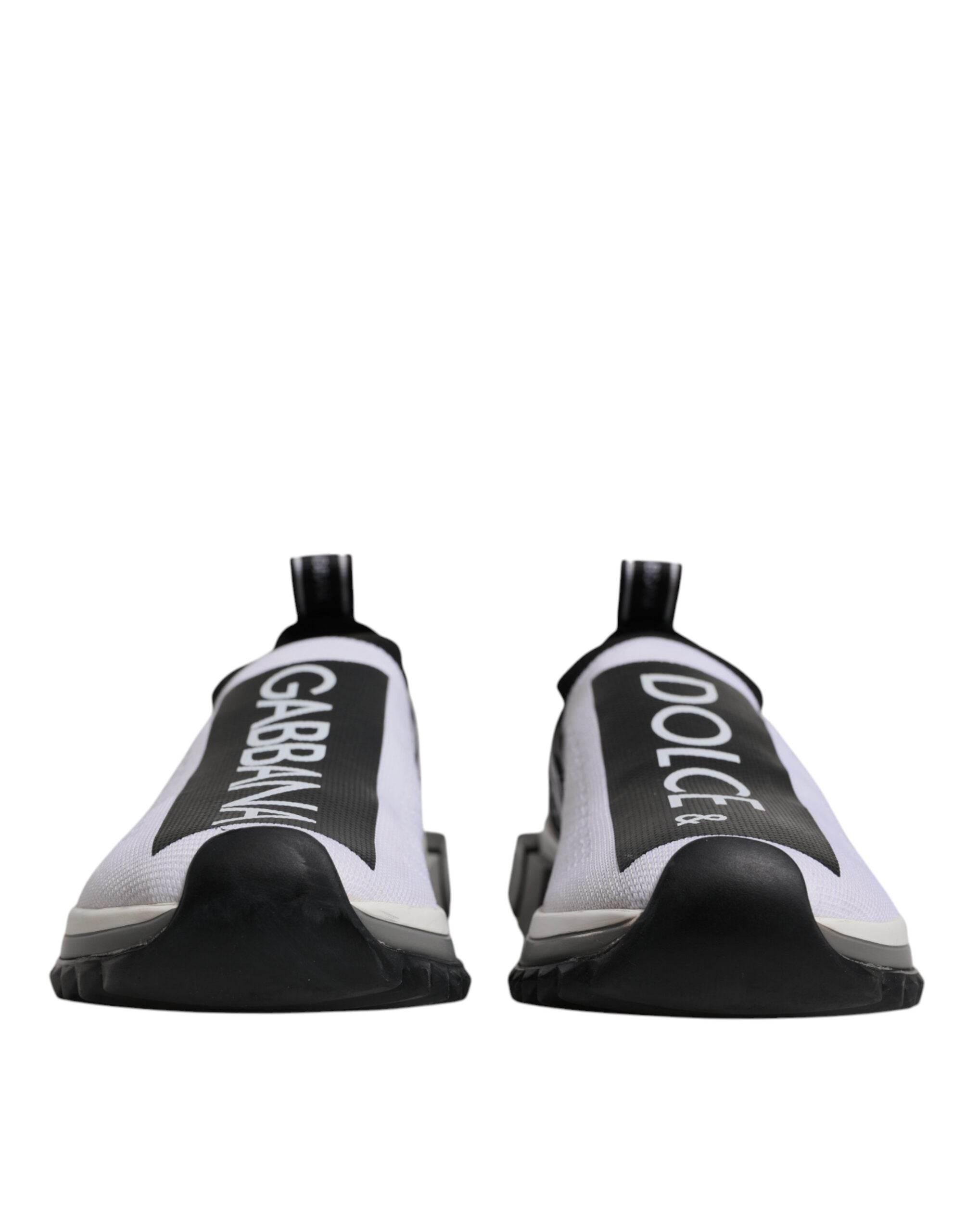 Dolce & Gabbana White Black Slip On Sorrento Sneakers Shoes - Hilstor