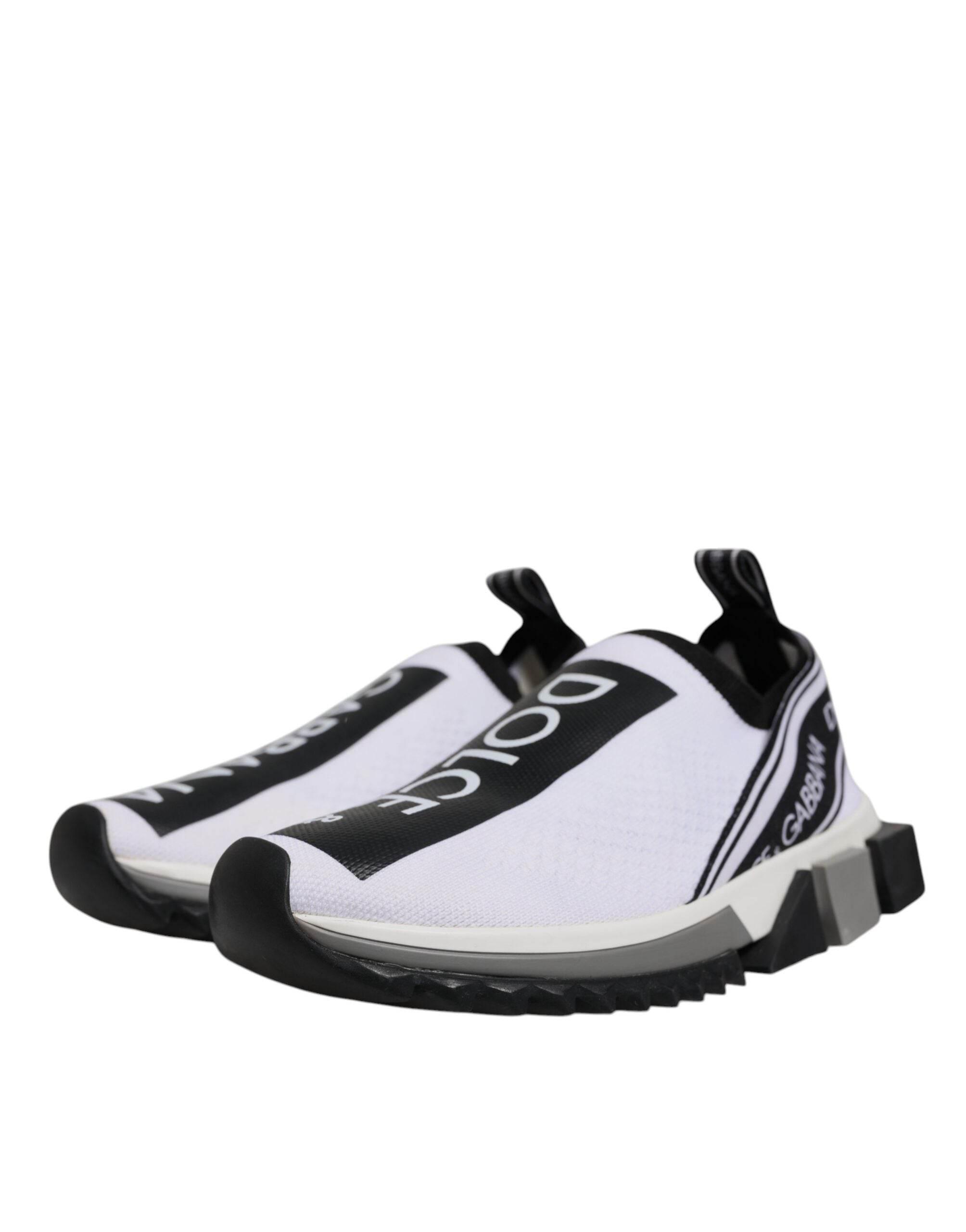 Dolce & Gabbana White Black Slip On Sorrento Sneakers Shoes - Hilstor