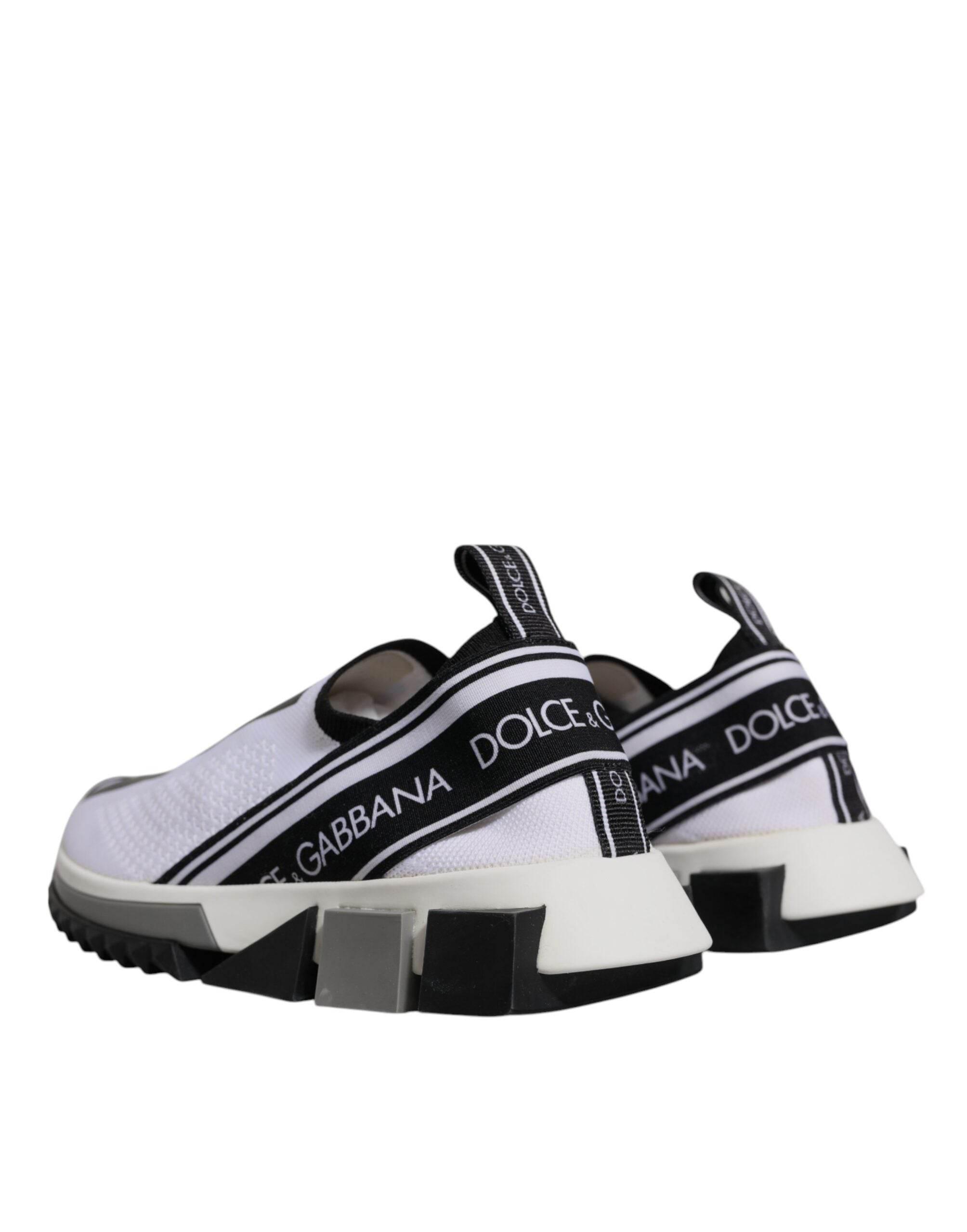 Dolce & Gabbana White Black Slip On Sorrento Sneakers Shoes - Hilstor