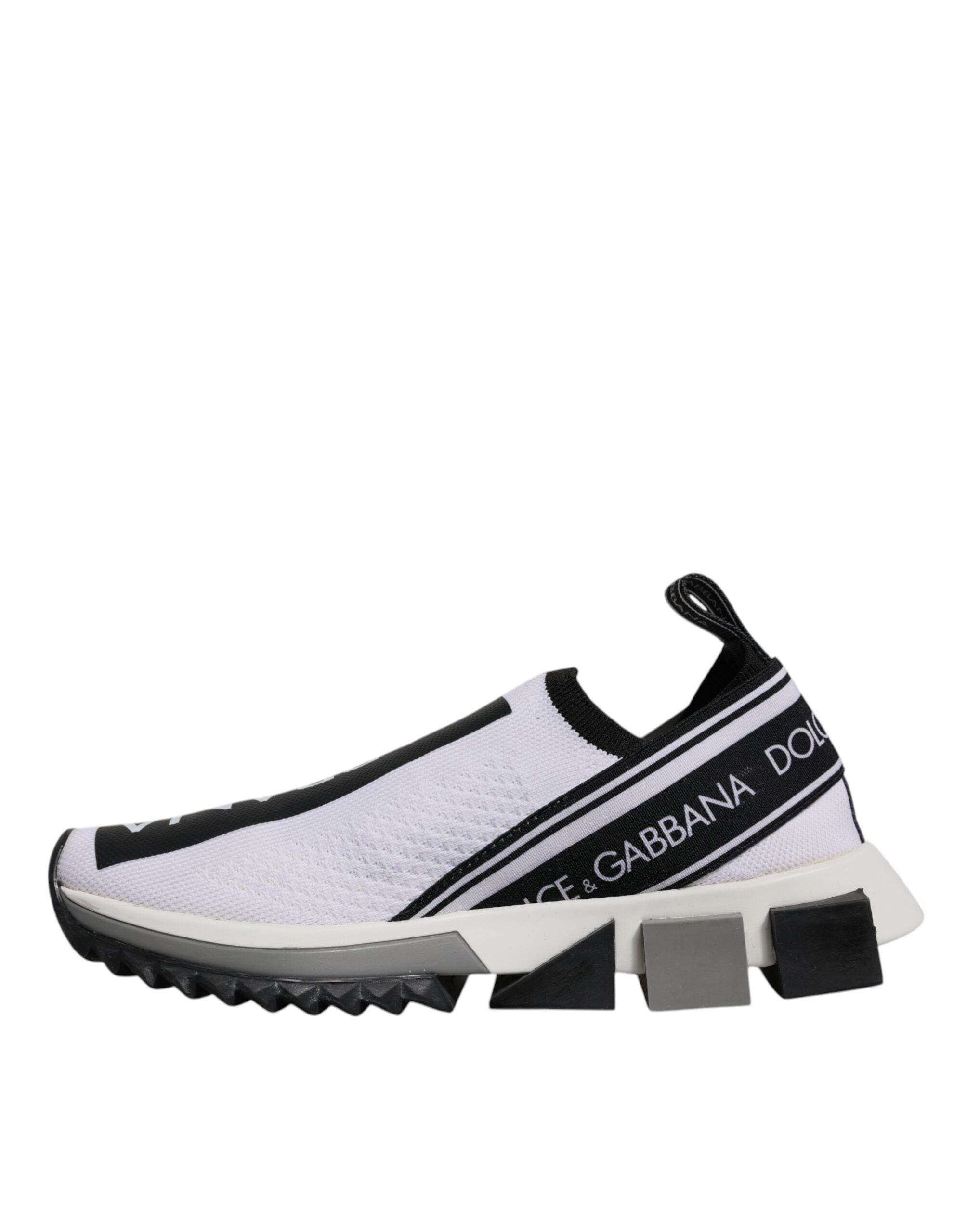 Dolce & Gabbana White Black Slip On Sorrento Sneakers Shoes - Hilstor