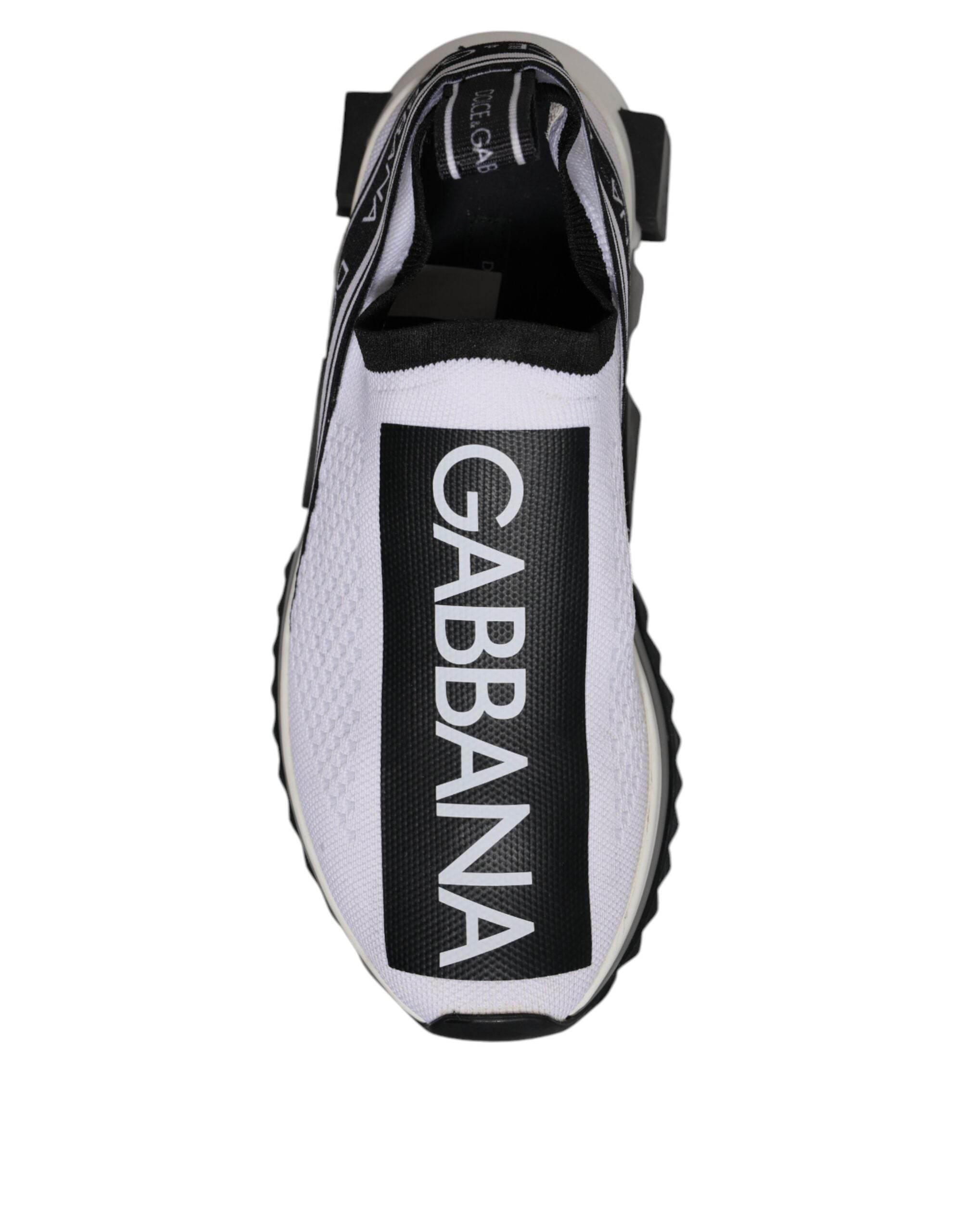 Dolce & Gabbana White Black Slip On Sorrento Sneakers Shoes - Hilstor