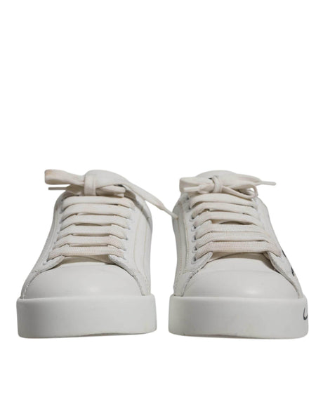 Dolce & Gabbana White Blue Logo Portofino Sneakers Shoes - Hilstor