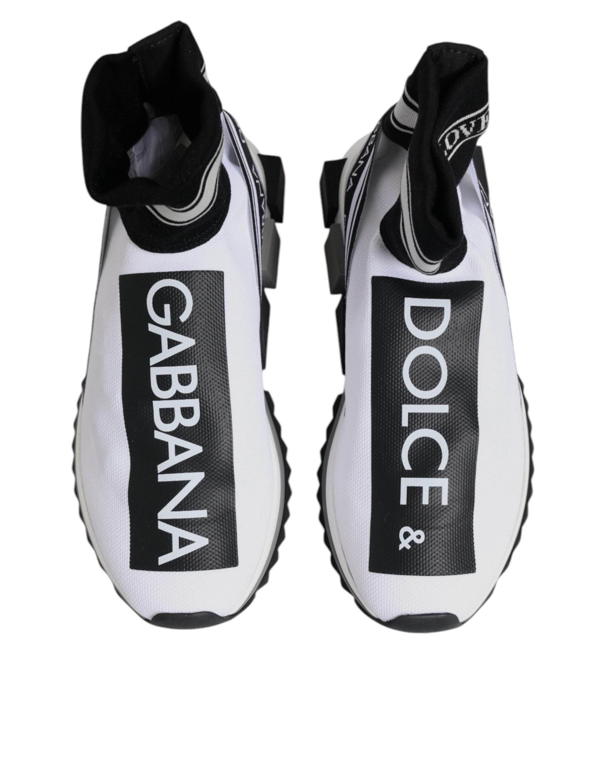 Dolce & Gabbana White Black Sorrento Socks Sneakers Shoes - Hilstor