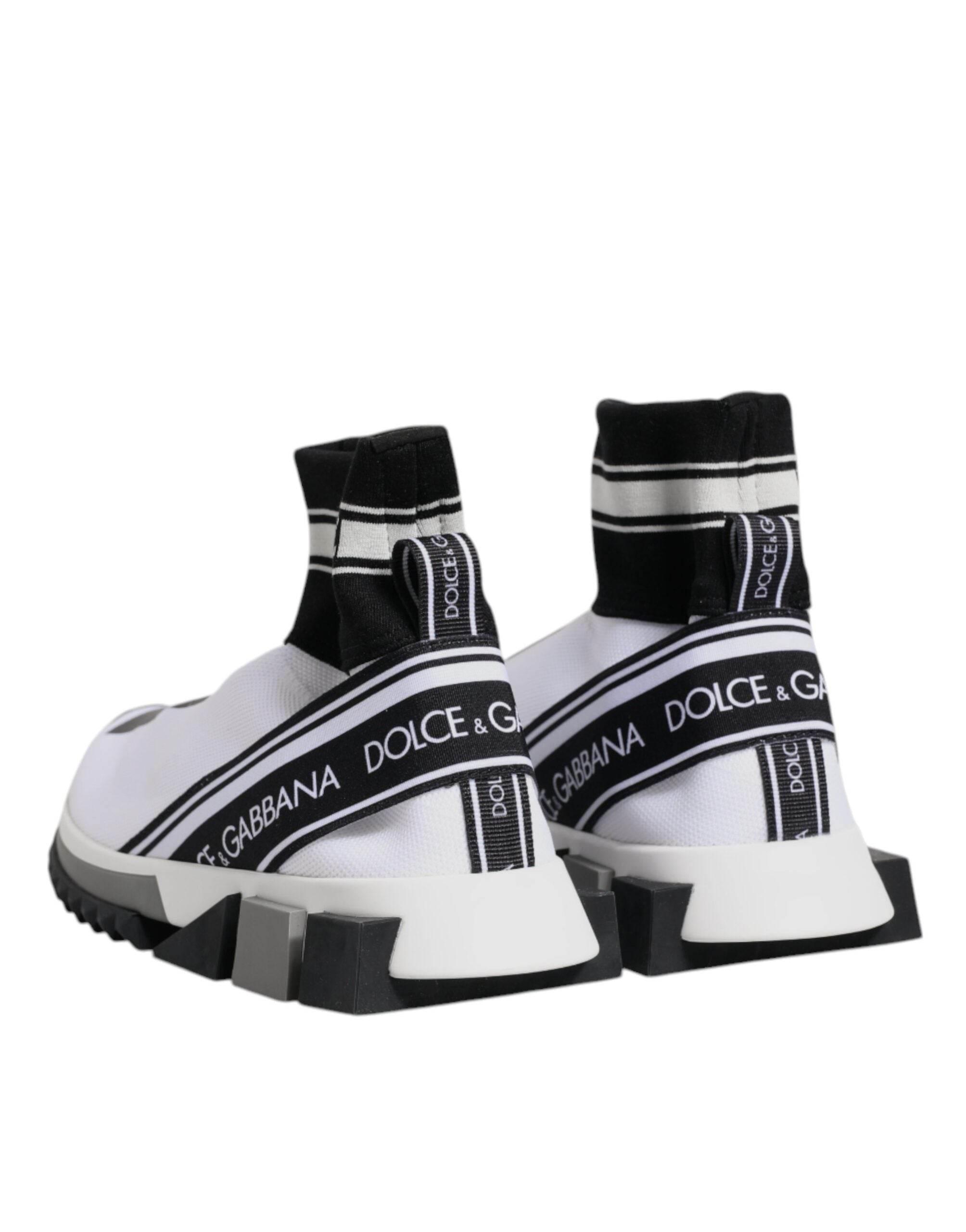Dolce & Gabbana White Black Sorrento Socks Sneakers Shoes - Hilstor