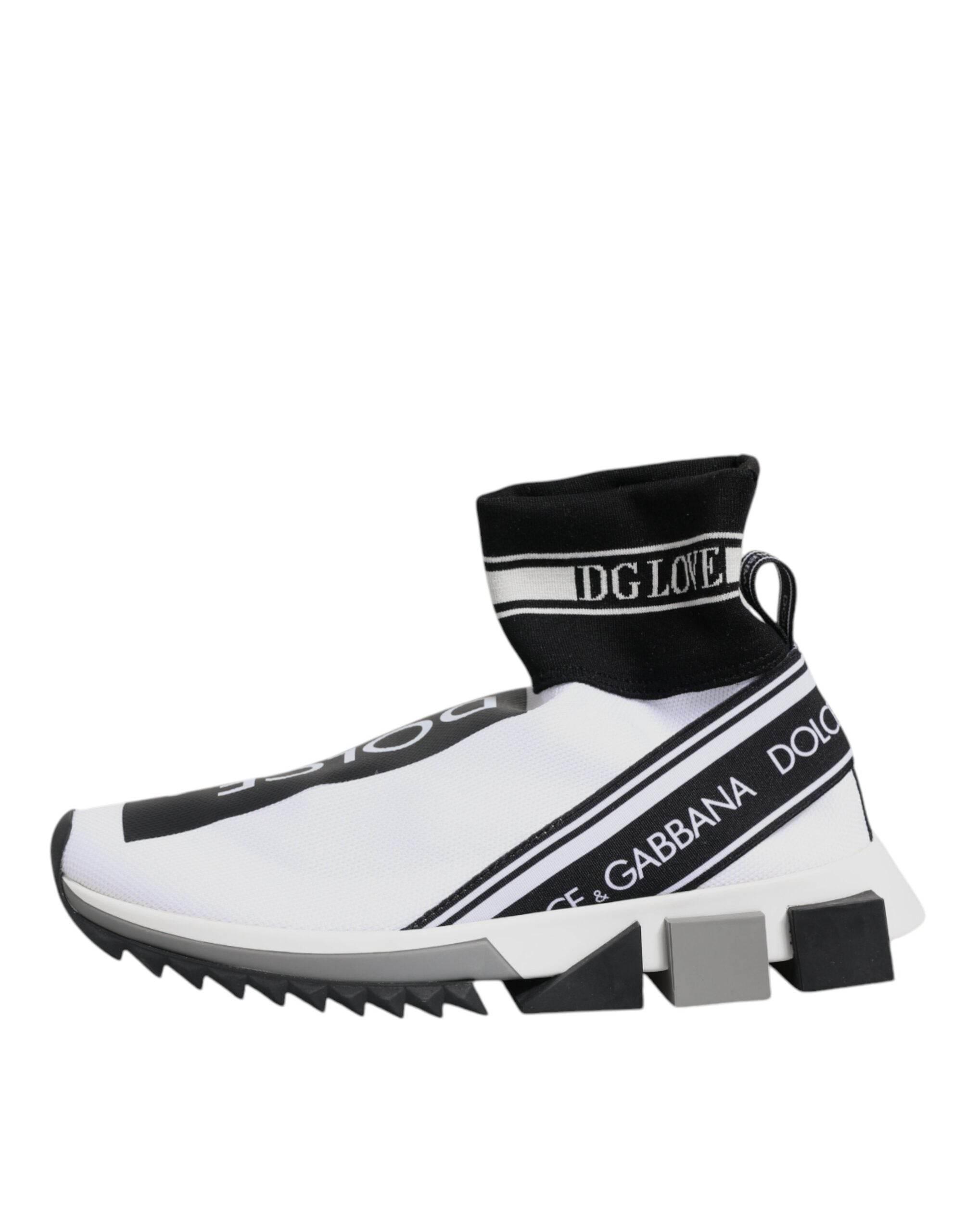 Dolce & Gabbana White Black Sorrento Socks Sneakers Shoes - Hilstor