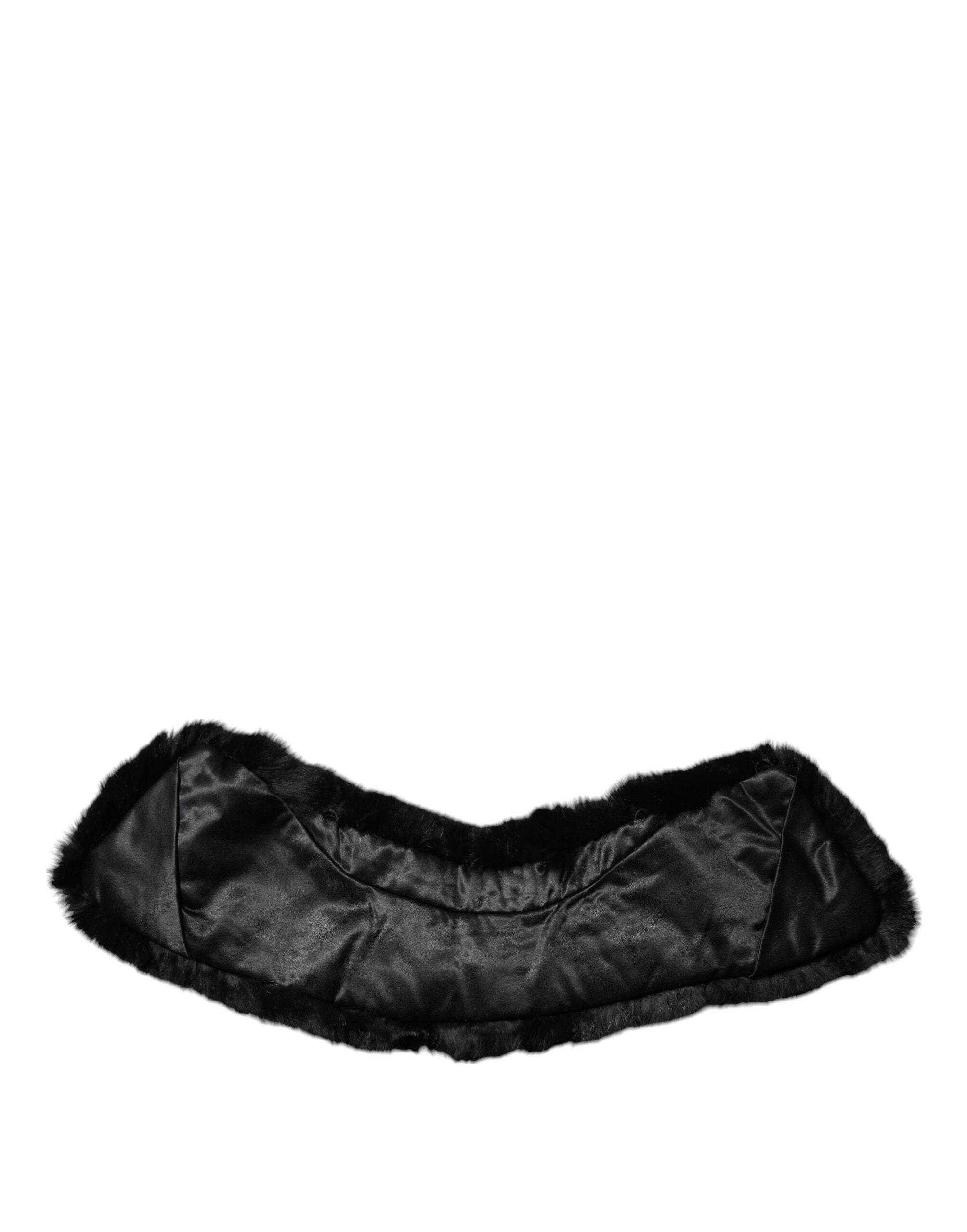 Dolce & Gabbana Black Lamb Fur Collar Women Neck Wrap Scarf - Hilstor