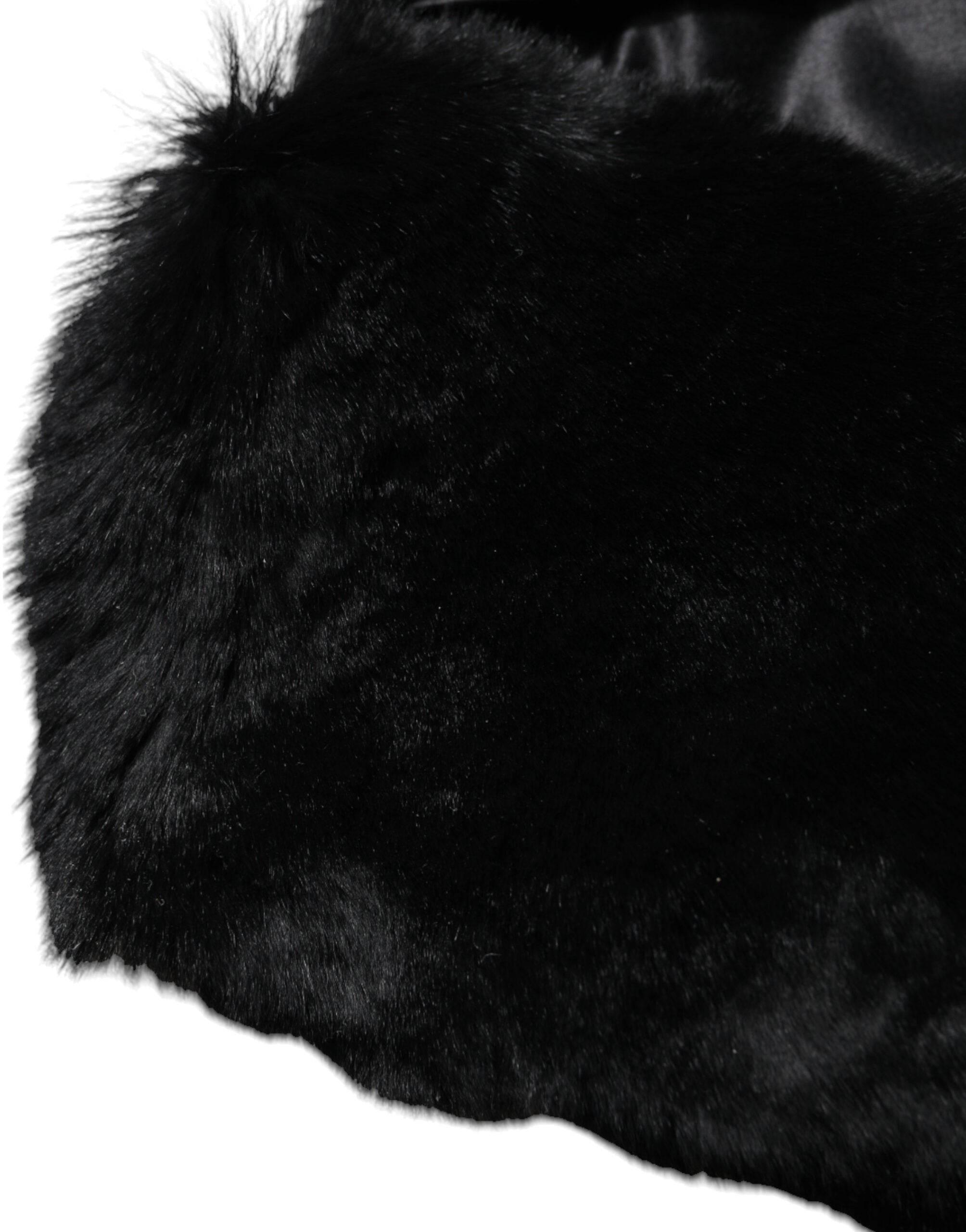 Dolce & Gabbana Black Lamb Fur Collar Women Neck Wrap Scarf - Hilstor