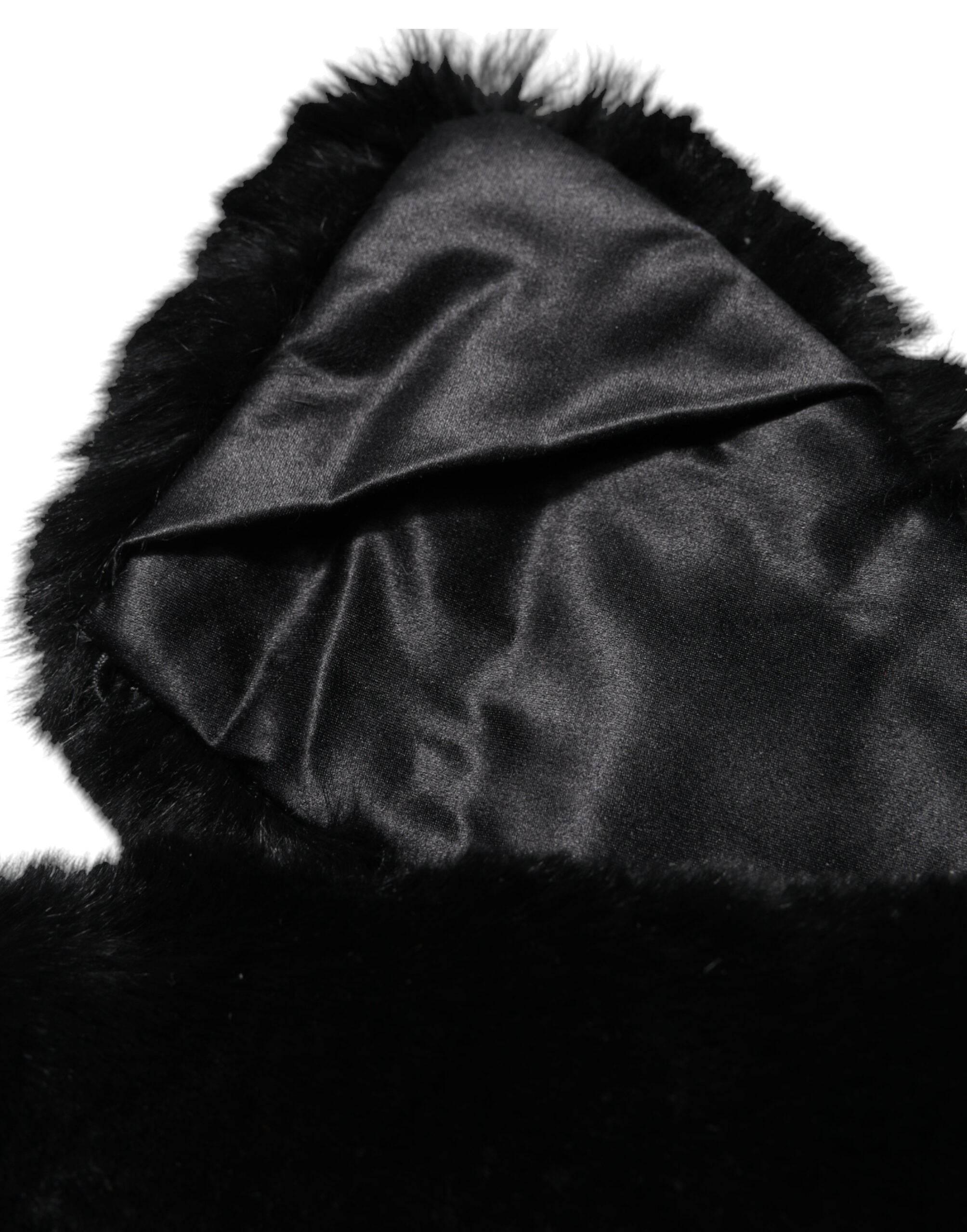 Dolce & Gabbana Black Lamb Fur Collar Women Neck Wrap Scarf - Hilstor