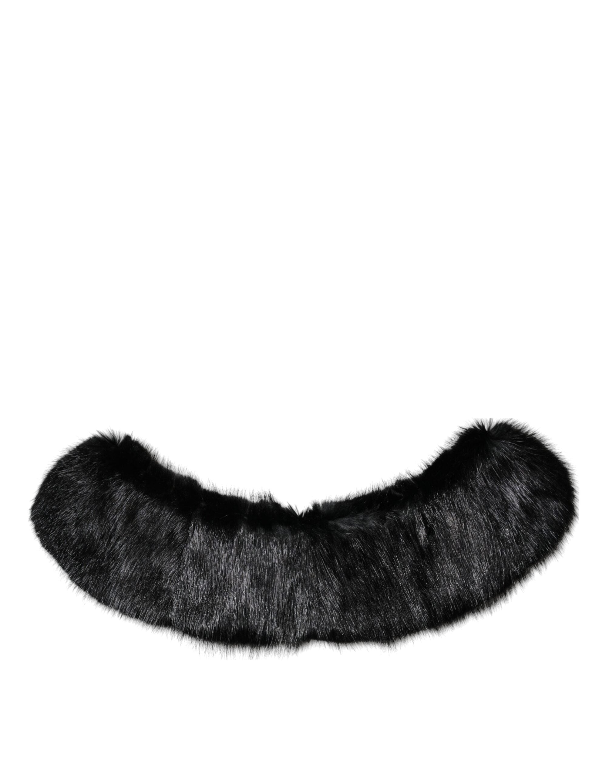 Dolce & Gabbana sort pels sjal hals wrap cover krave tørklæde