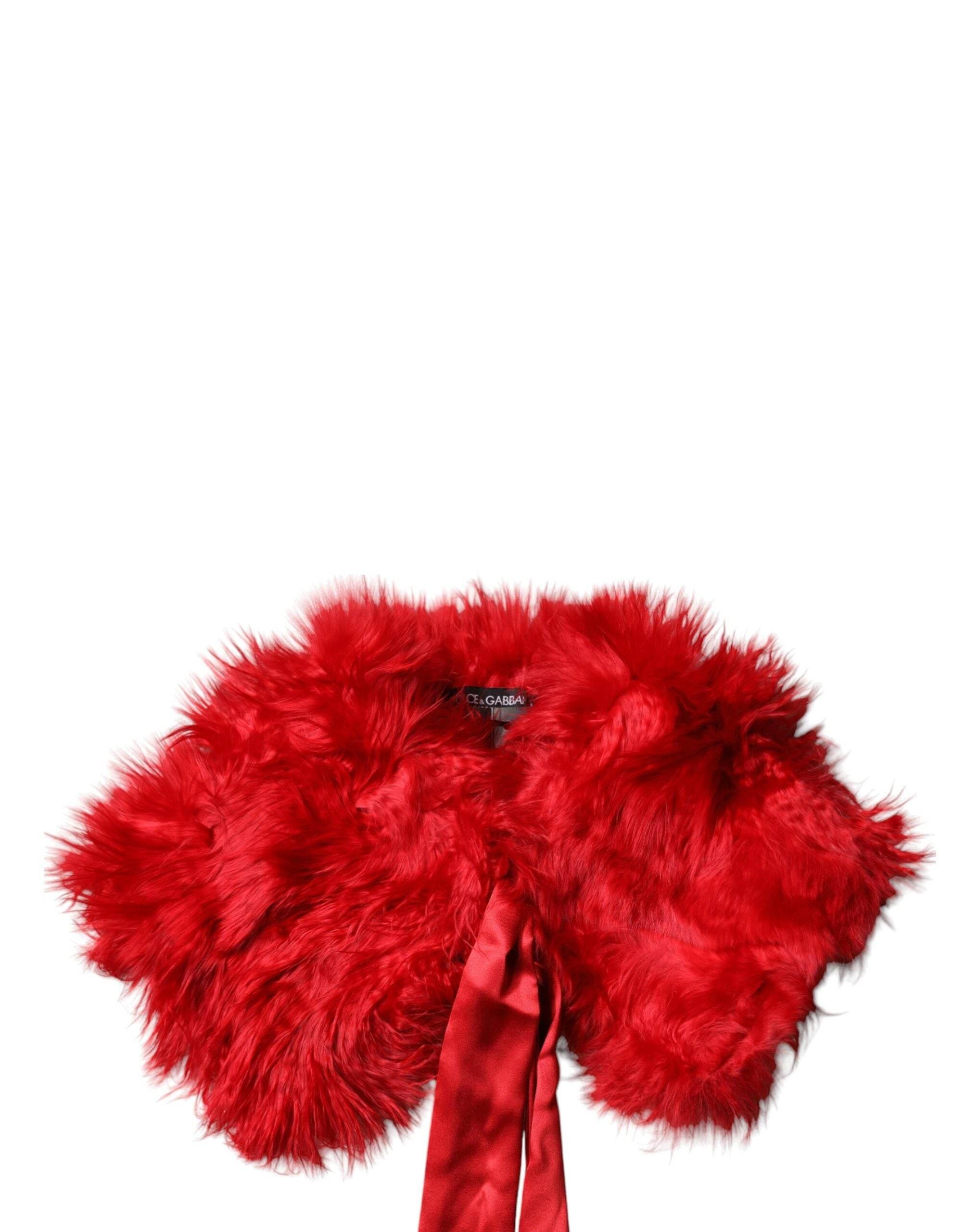 Dolce & Gabbana Red Alpaca Fur Women Neck Warmer Winter Scarf - Hilstor