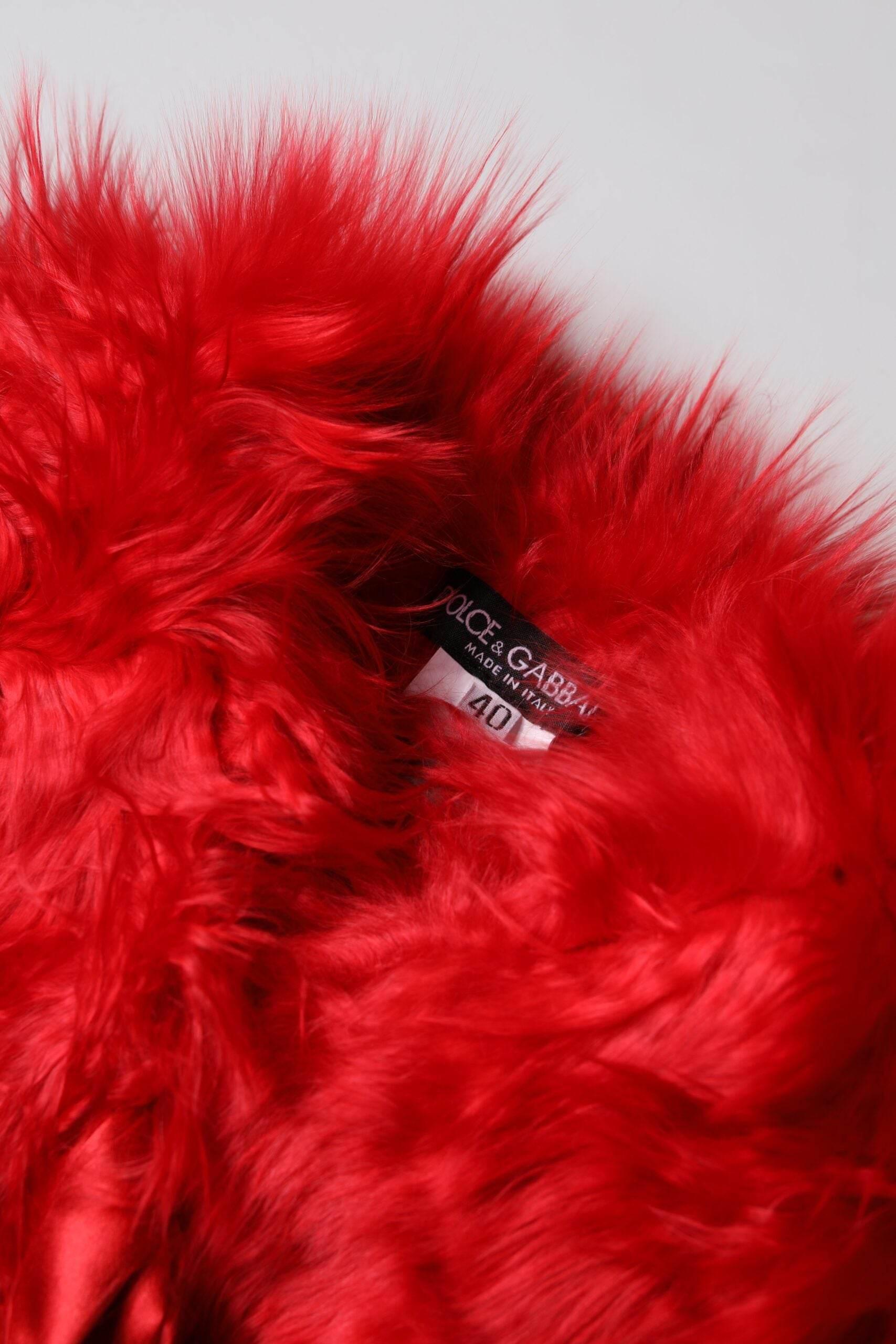 Dolce & Gabbana Red Alpaca Fur Women Neck Warmer Winter Scarf - Hilstor