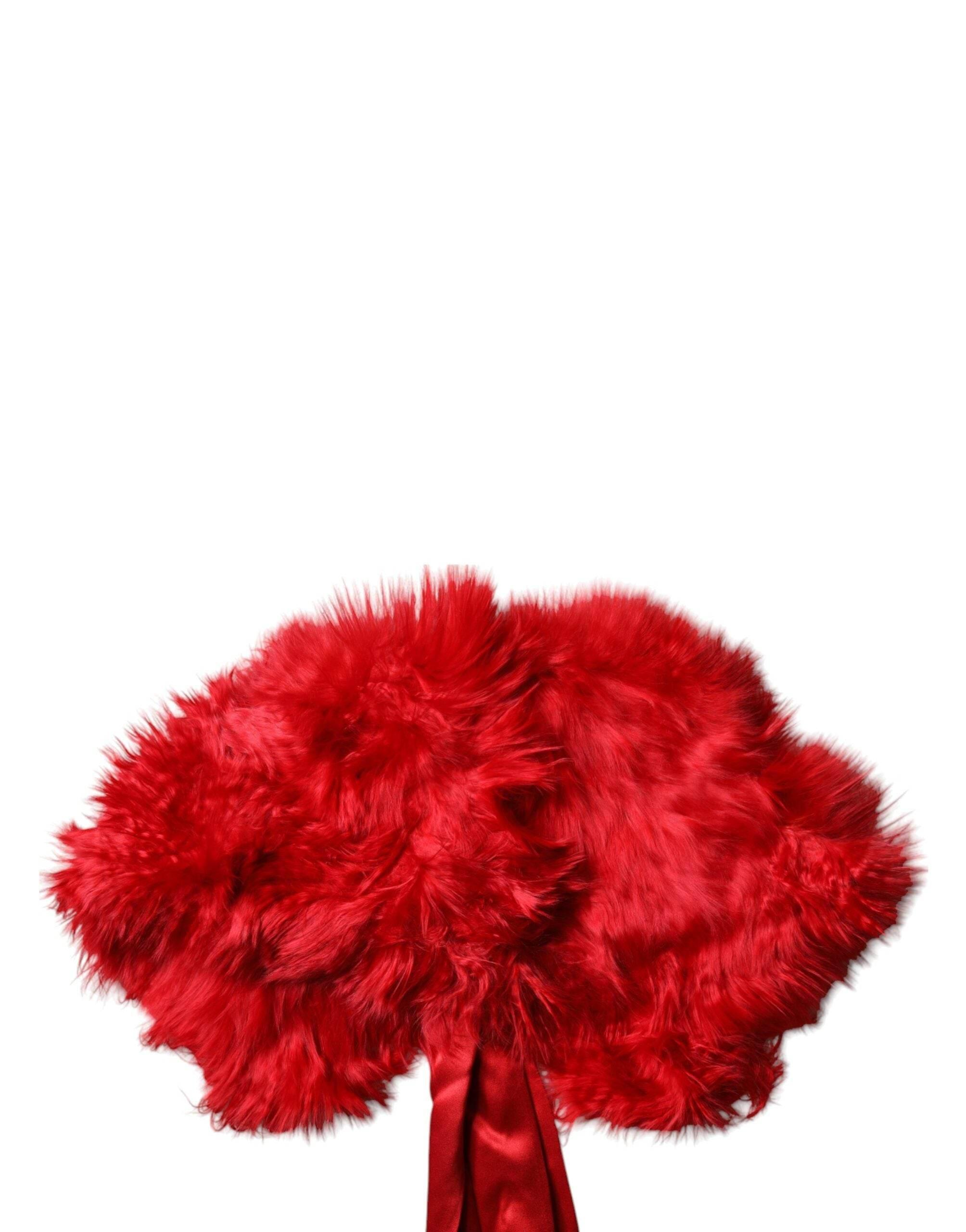 Dolce & Gabbana Red Alpaca Fur Women Neck Warmer Winter Scarf - Hilstor